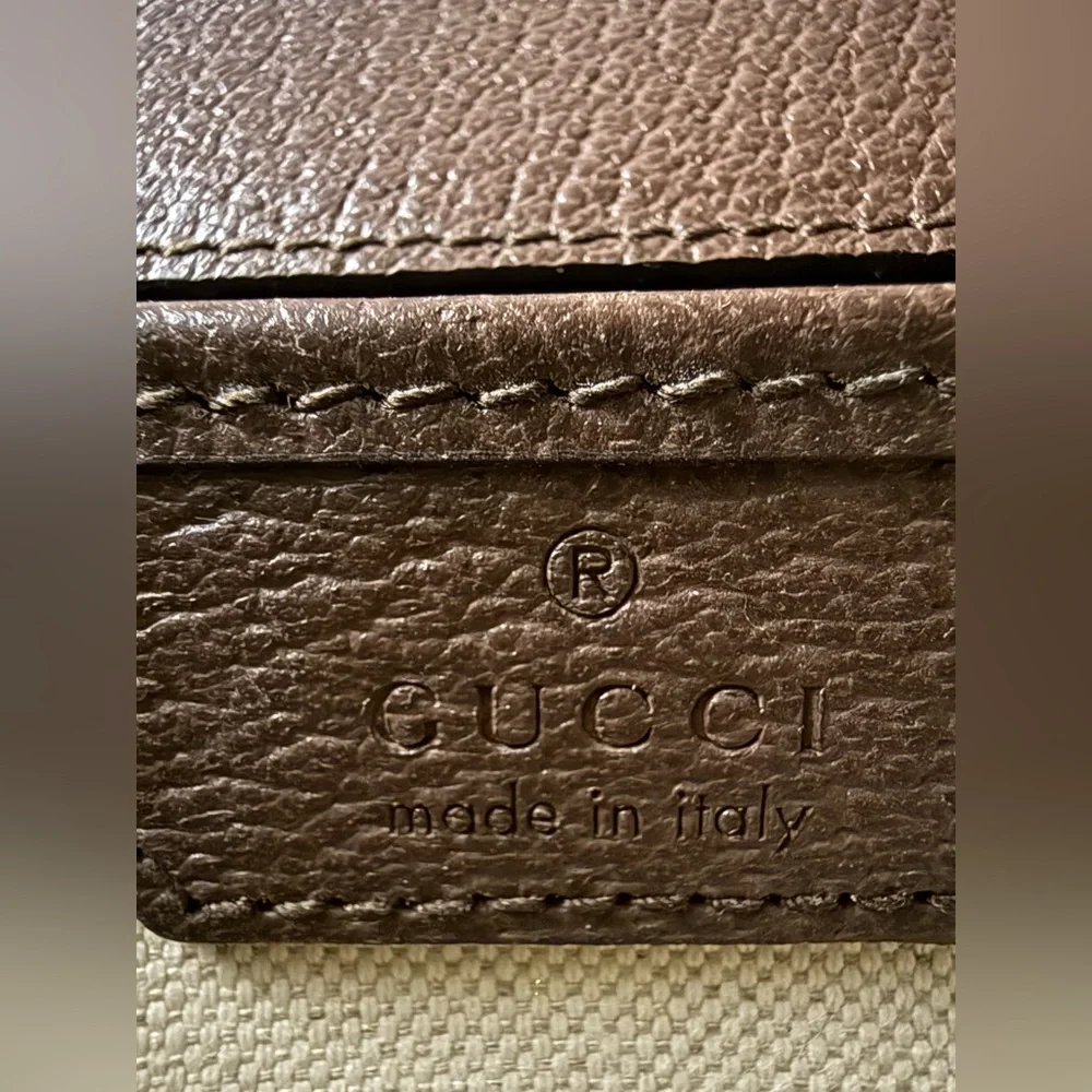 Gucci Brown Tan GG Canvas Bamboo Top Handle Shoulder Bag with Green Red Strap